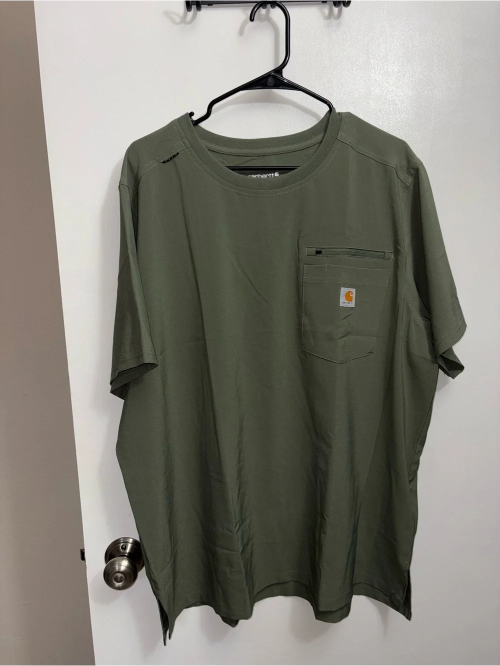 Carhartt Force Olive Green Short-Sleeve Scrub Top